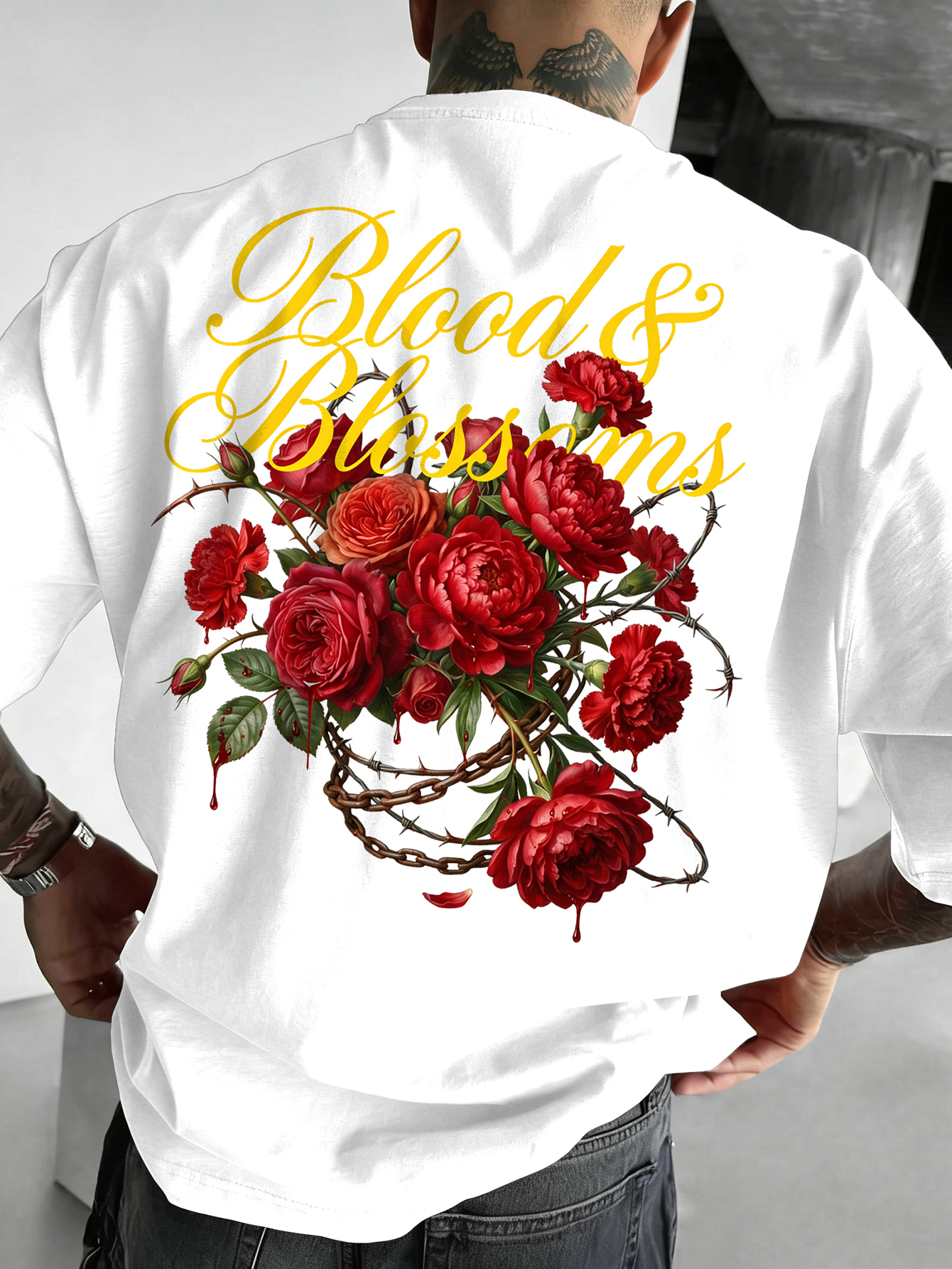 Streetwear Brand Red - Men's Oversized Gothic Streetwear T-shirt Brand