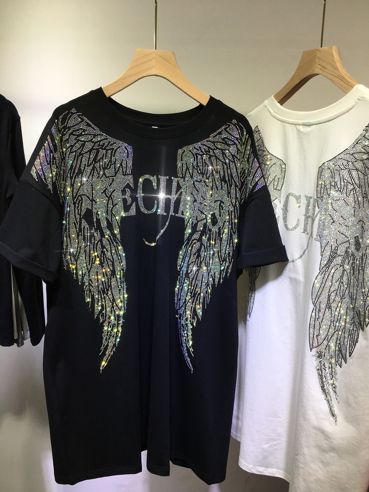 L-4XL Oversize Rhinestone Ange – Streetwear Brand Clothing Bewertung und Preis