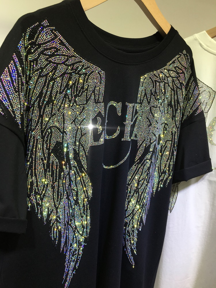 L-4XL Oversize Rhinestone Ange – Streetwear Brand Clothing Bewertung und Preis
