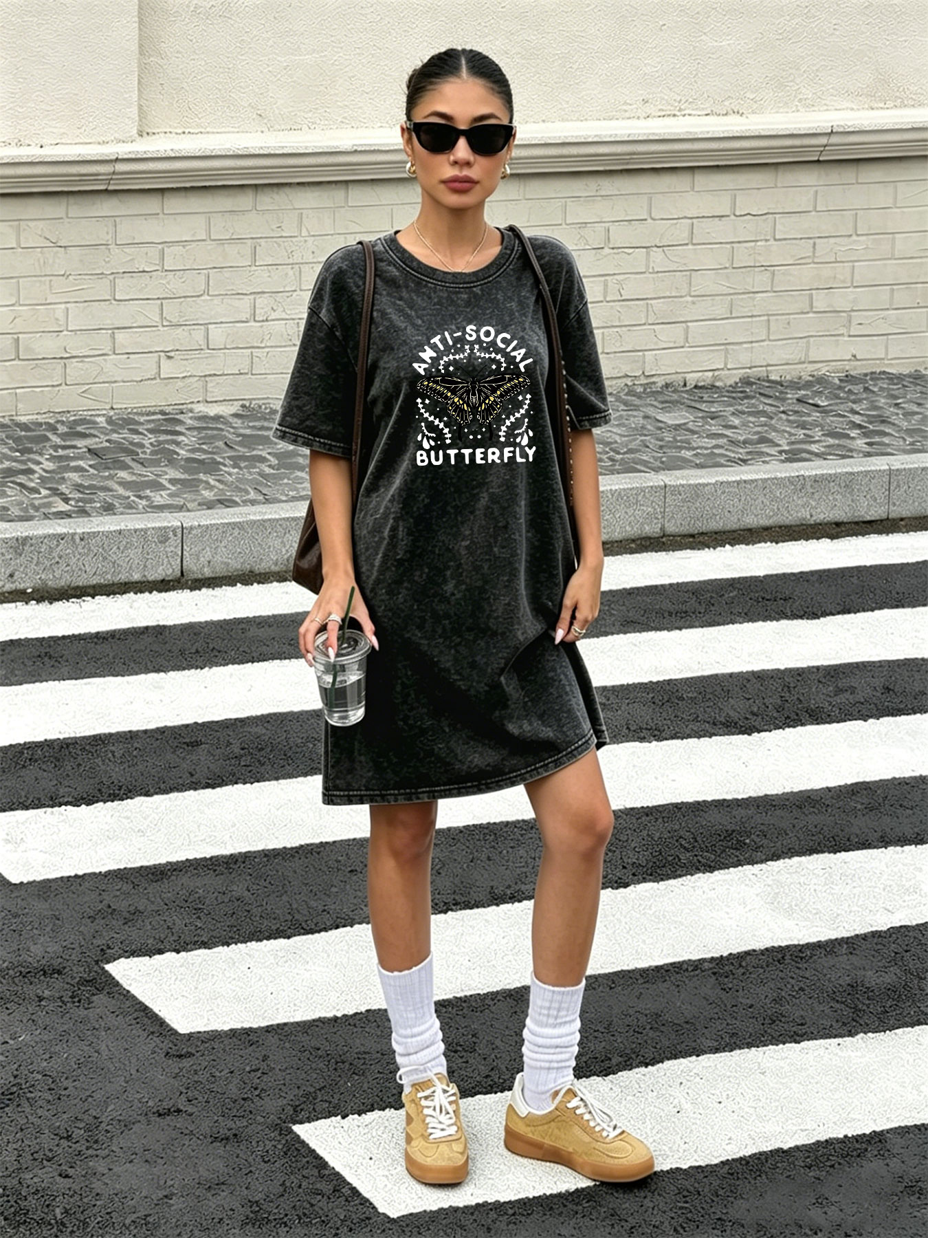 Vintage Washed Retro T-Shirt D – Streetwear Brand With Butterfly Bewertung und Preis