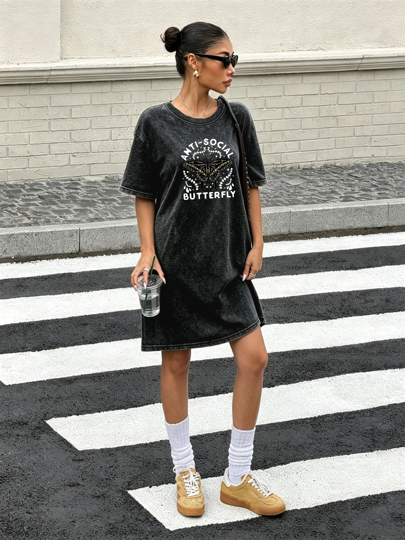 Vintage Washed Retro T-Shirt D – Streetwear Brand With Butterfly Bewertung und Preis