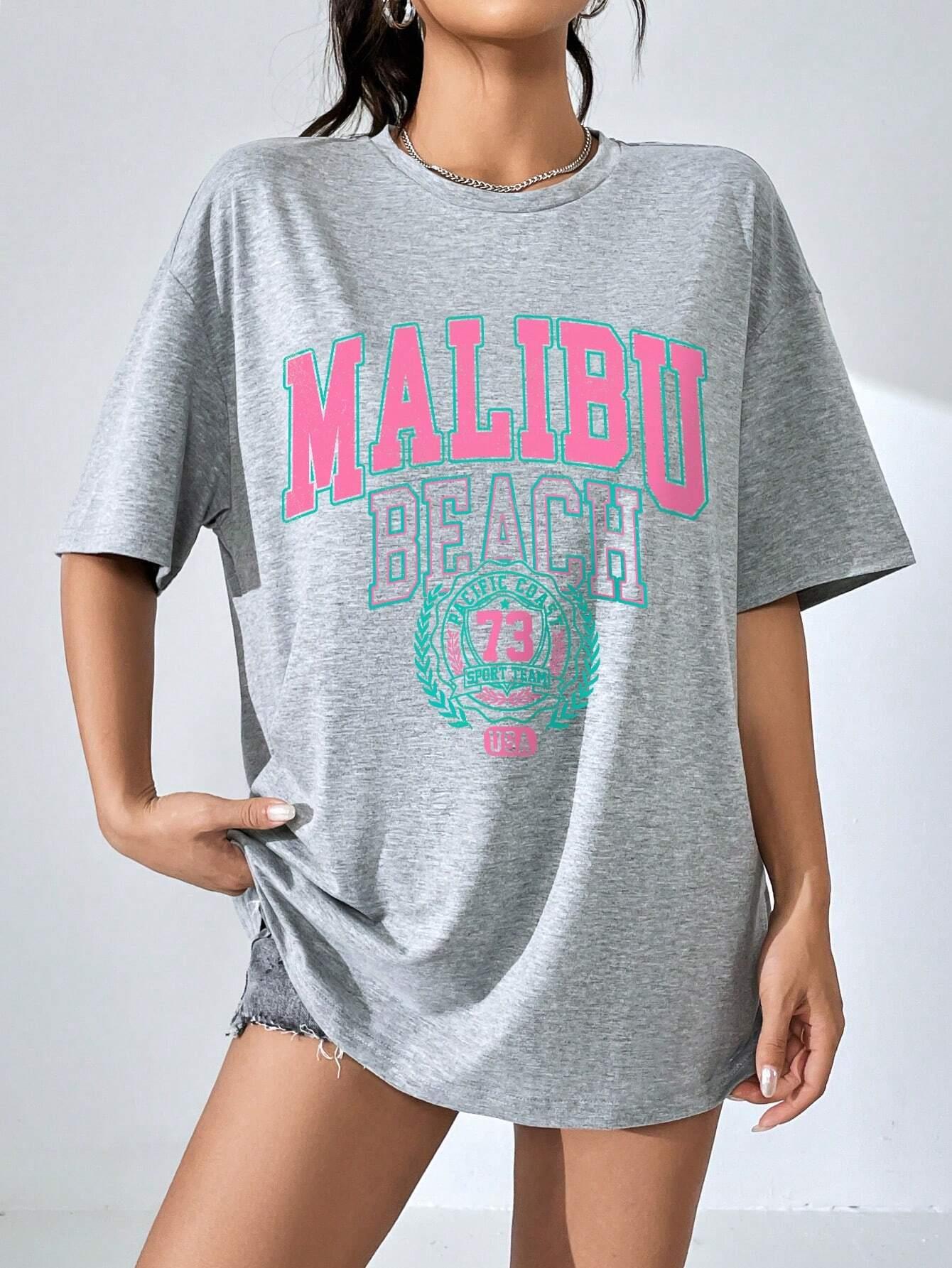 Malibu Beach Letter Print Prin – Streetwear Brand Clothing Bewertung und Preis