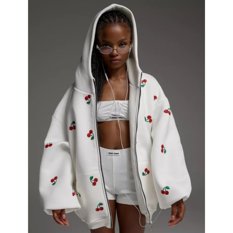 Women's Cherry Printed Sweatsh – Streetwear Brand Hoodies Bewertung und Preis