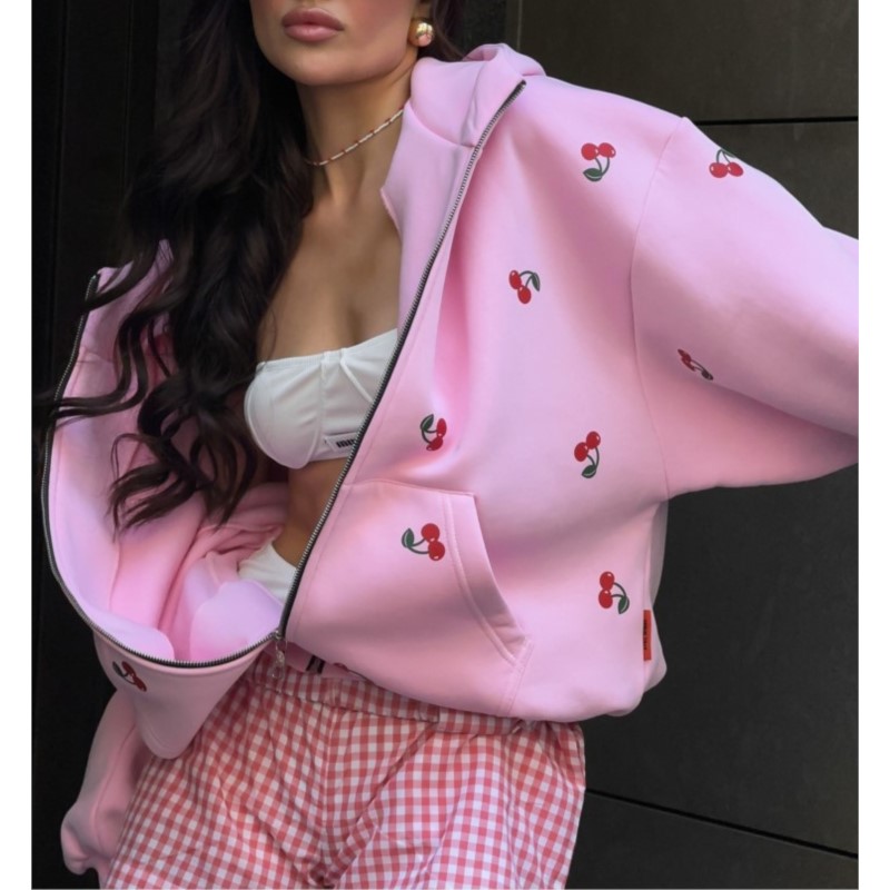 Women's Cherry Printed Sweatsh – Streetwear Brand Hoodies Bewertung und Preis