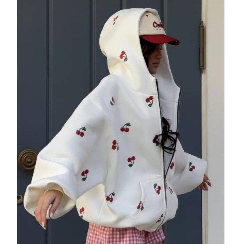 Women's Cherry Printed Sweatsh – Streetwear Brand Hoodies Bewertung und Preis