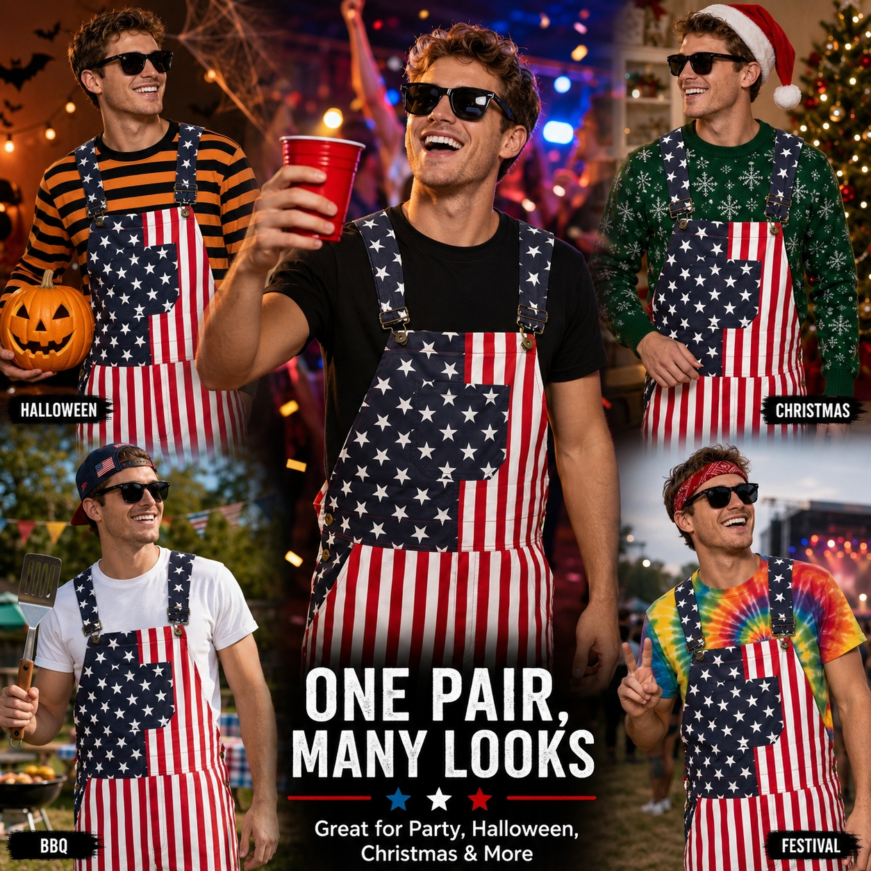 American Flag Printed Bib Over – Streetwear Brand Shorts Bewertung und Preis