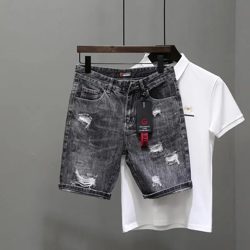 Men's Short Jeans Pants Black  – Streetwear Brand Shorts Bewertung und Preis