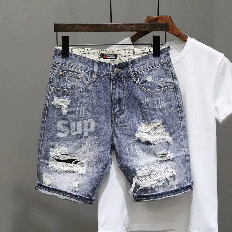 Men's Short Jeans Pants Black  – Streetwear Brand Shorts Bewertung und Preis