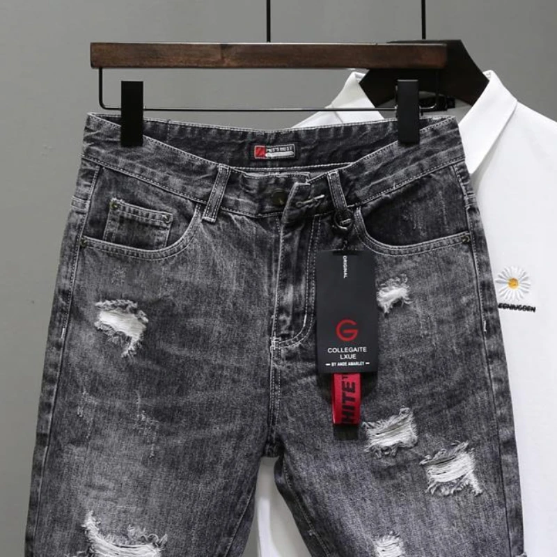 Men's Short Jeans Pants Black  – Streetwear Brand Shorts Bewertung und Preis